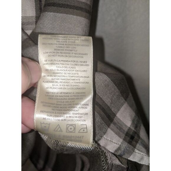 C&C California Womans Plaid Short Sleeve Blouse Sz Small Button Green - Picture 9 of 13